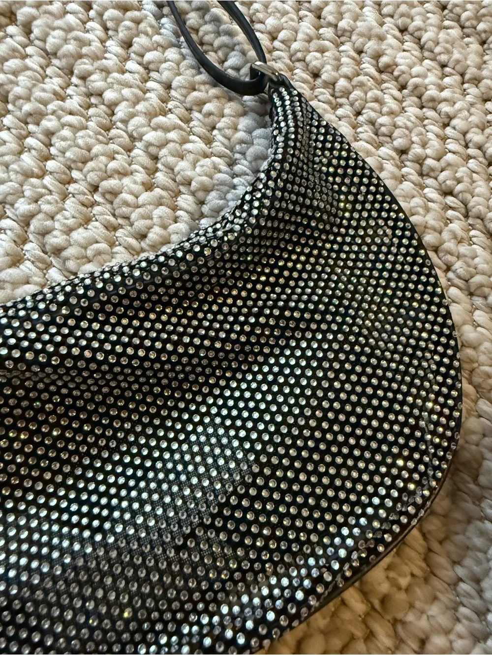 Zara Black Rhinestone-Embellished Shoulder Bag